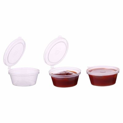 Przezroczysty plastikowy mini jednorazowy kubek do sosu odporny na wycieki z pokrywką