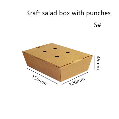 Sałatka Kraft Paper Take Away Box Kuchenka mikrofalowa Jednorazowa z dziurkaczami