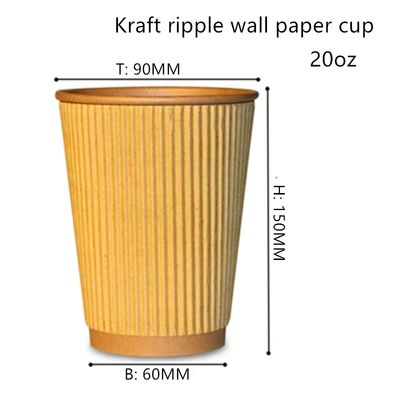 Jednorazowy kubek do picia z tektury falistej 300 g / m2 16 uncji 20 uncji
