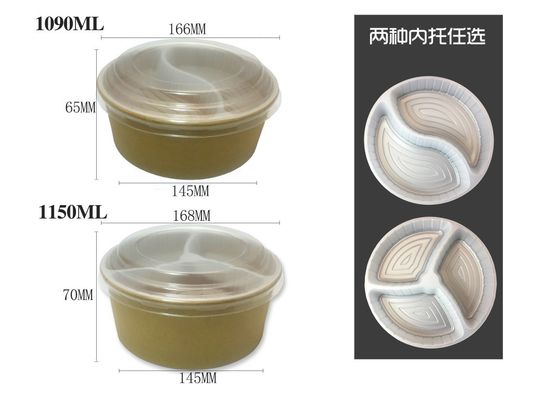 Jednorazowe pudełko do pakowania z wewnętrznym wspornikiem 360-1500 ml miska z papieru pakowego