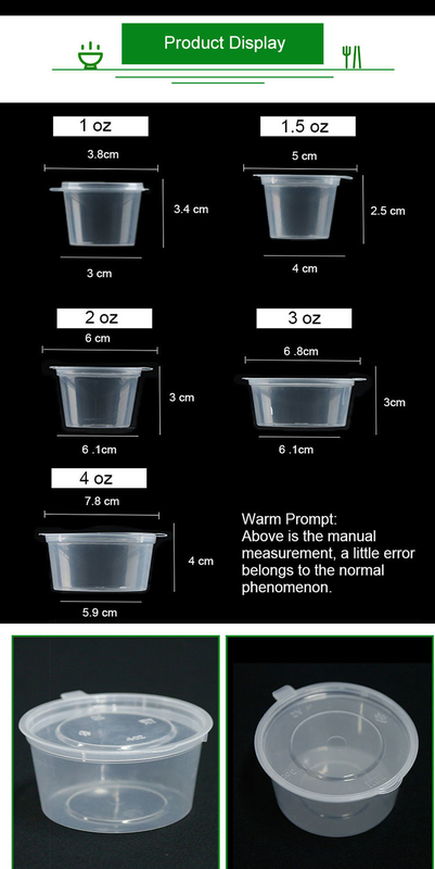 1,5 uncji PP Plastikowy pojemnik smakowy na wynos Jednorazowy połączony kubek sosu z pokrywką