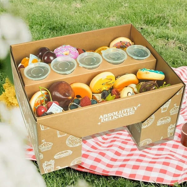 Jednorazowe pudełko na żywność z papieru Kraft, pudełko piknikowe ; pudełko na wynos do restauracji, pudełko na fast food