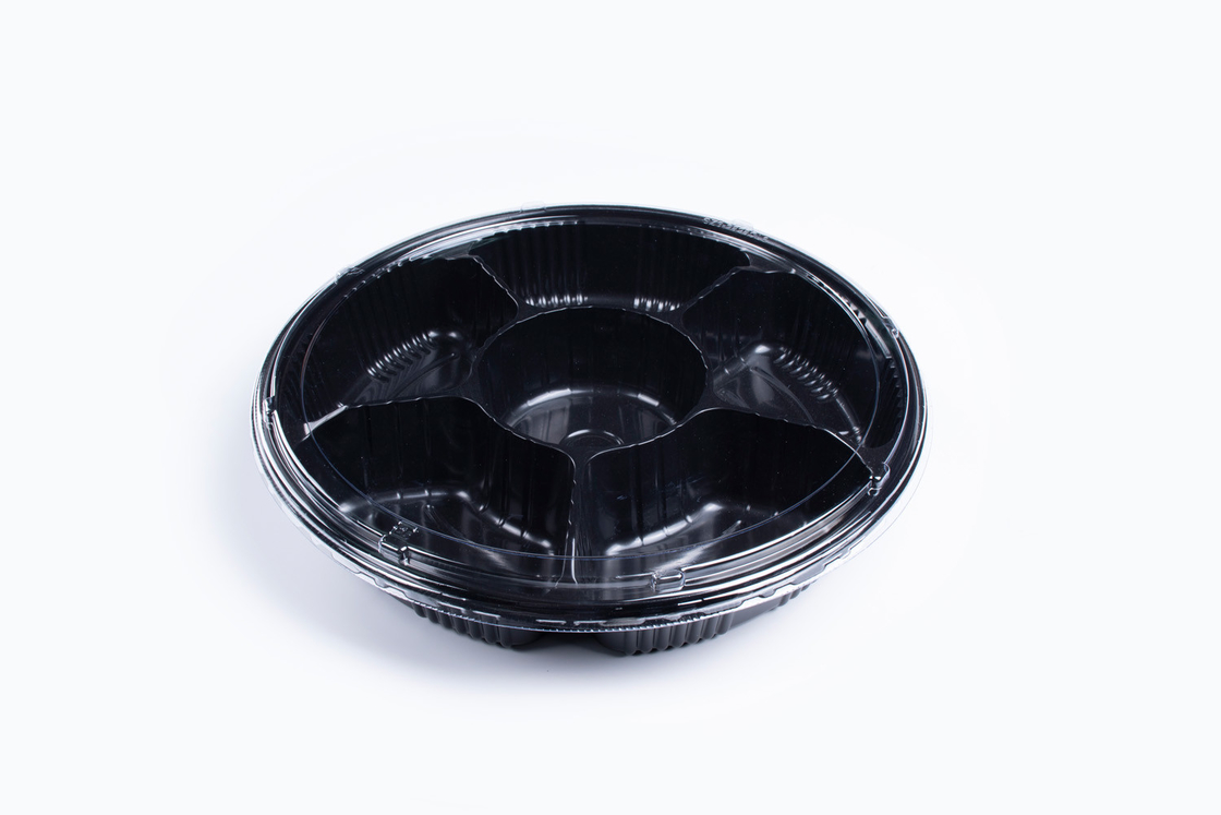 Okrągłe jednorazowe opakowania żywnościowe Plastikowe tacki na sushi z pokrywką