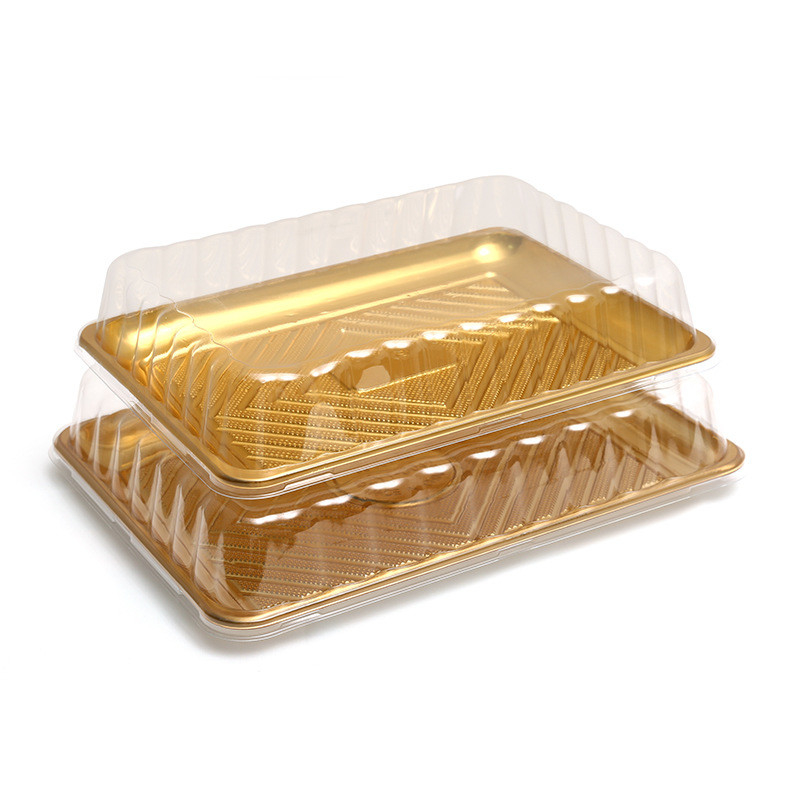 Zbiór złota liść Duży prostokąt pojemności jednorazowe plastikowe tacy sushi na imprezę