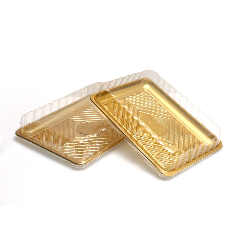 Zbiór złota liść Duży prostokąt pojemności jednorazowe plastikowe tacy sushi na imprezę