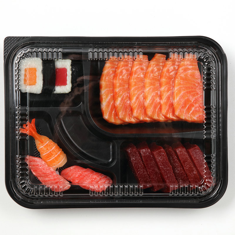 Pudełko sushi do jedzenia z jednorazową tacą z pokrywką