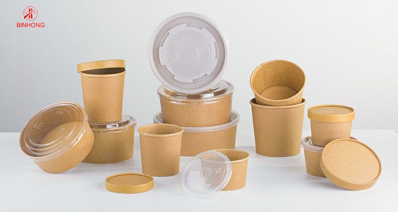 Okrągły papier spożywczy Take Away Box Szczelny 500 ml