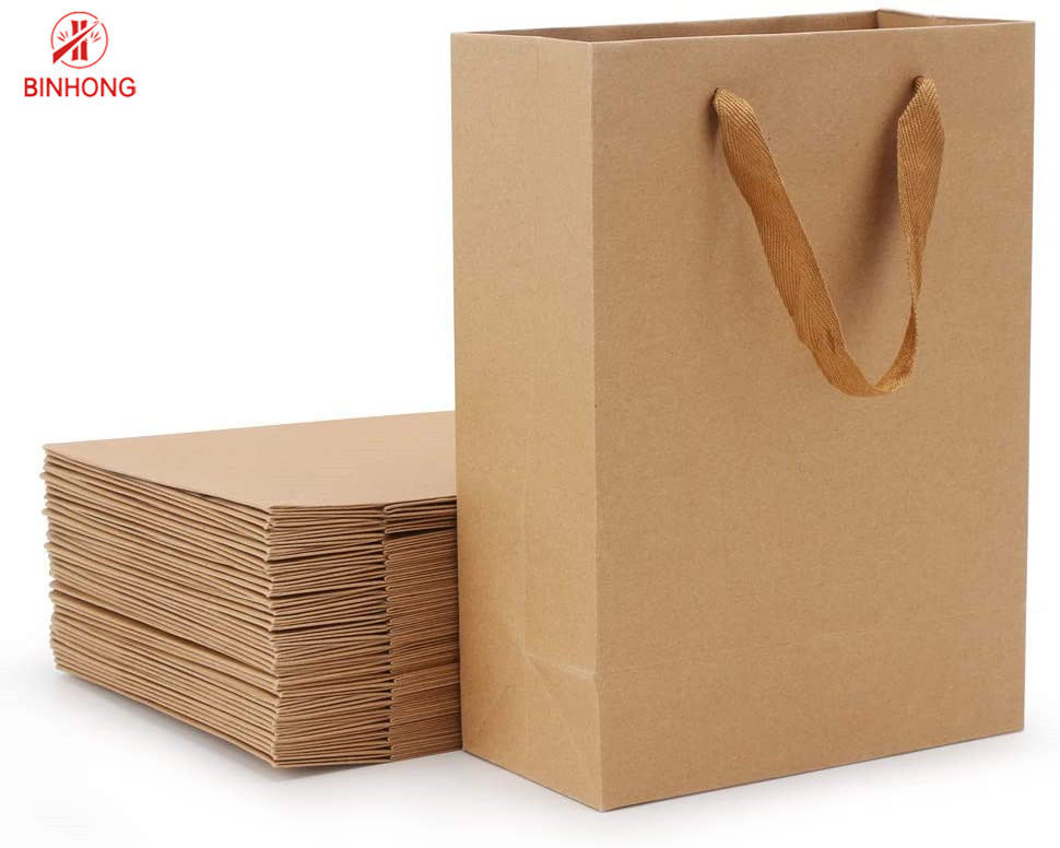 Woreczek papierowy 30 cm klejony ze skręcanymi uchwytami