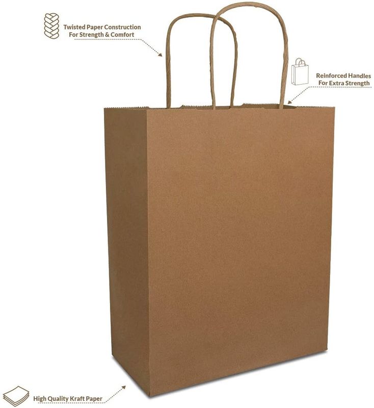Ekologiczna torba papierowa 80% PCW 8x4x10 "