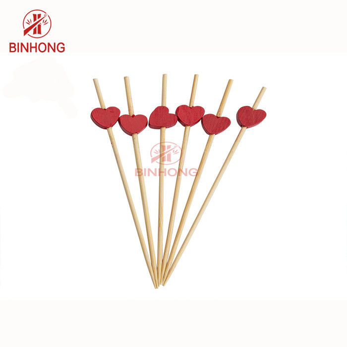 Kolorowa głowa w kształcie serca 18 cm Bamboo Food Picks For Fruit