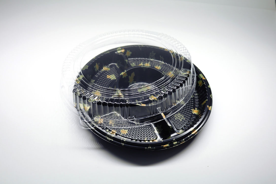 Jednorazowe plastikowe pudełko na tace, okrągła taca na sushi, taca na jedzenie na wynos