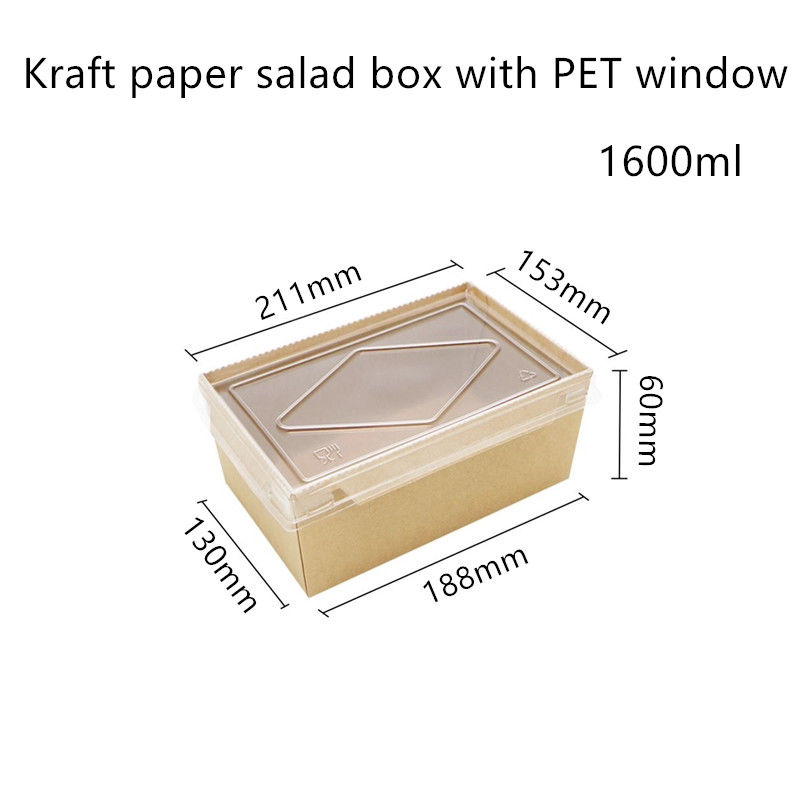 Jednorazowe pojemniki na żywność z pokrywką PET Kraft 2100 1600 1400 ml