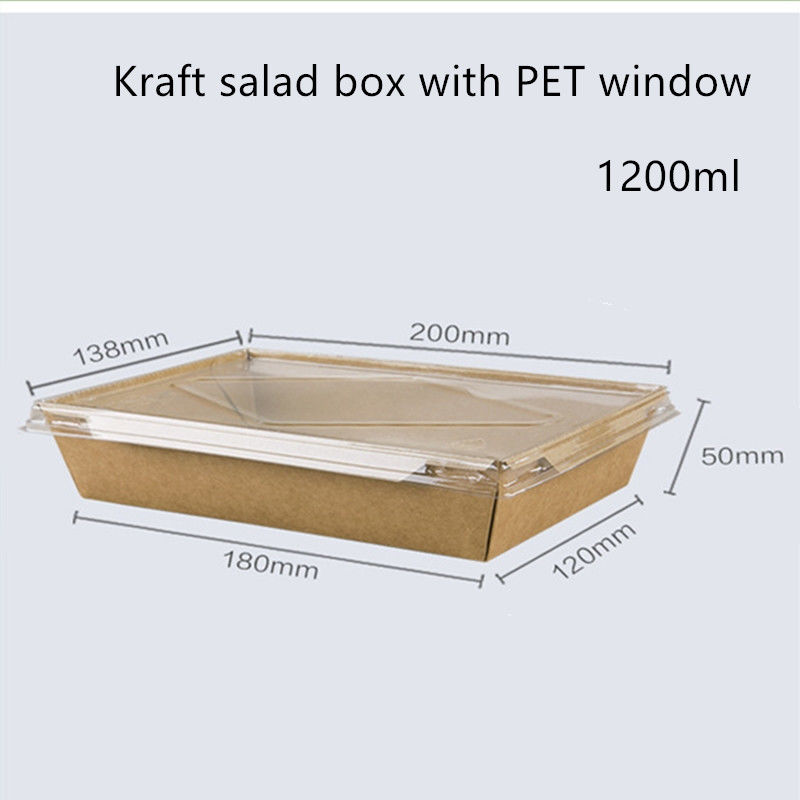 Jednorazowe pojemniki na żywność z pokrywką PET Kraft 2100 1600 1400 ml