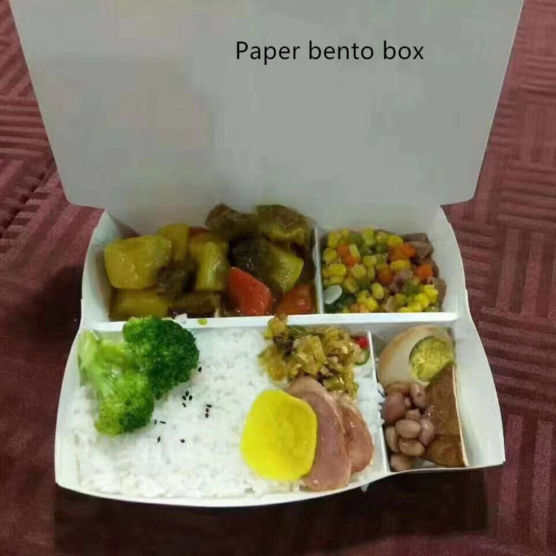 Prostokątny papier pakowy Pudełko na wynos Kompostowalne Jednorazowe z pokrywką PET