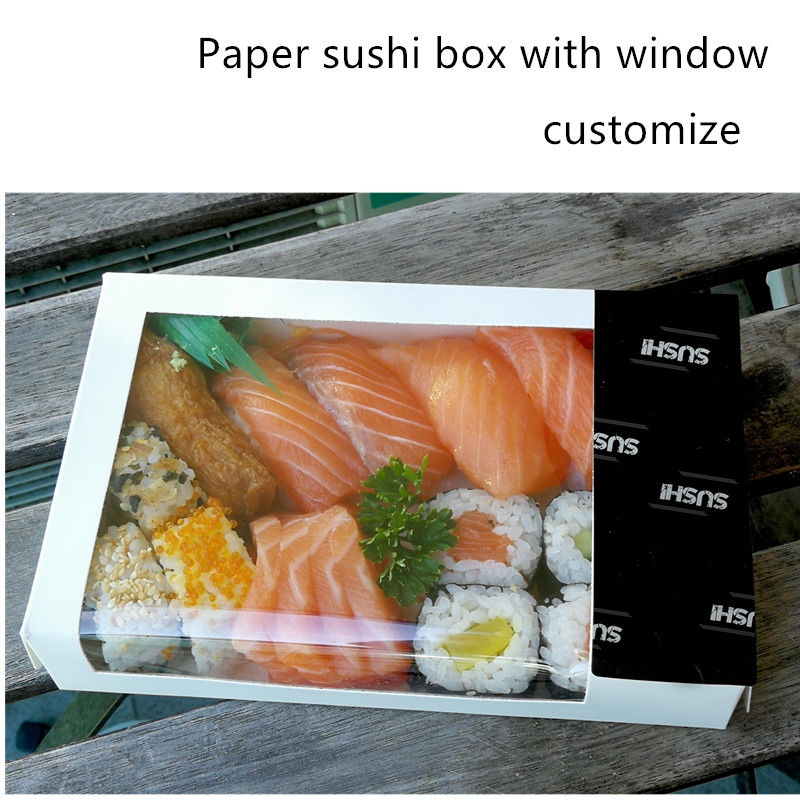 Jednorazowe pudełko na wynos Sushi z papieru kraft z przezroczystym oknem ISO9001