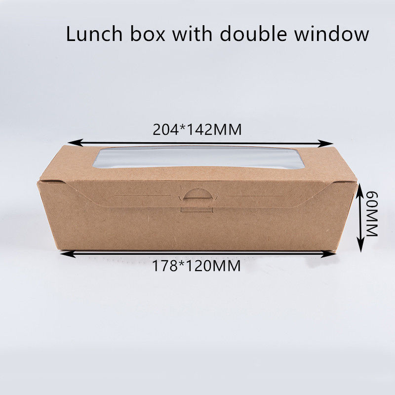 1200ml 337 380 400gsm Papierowe pudełko na lunch z okienkiem PET