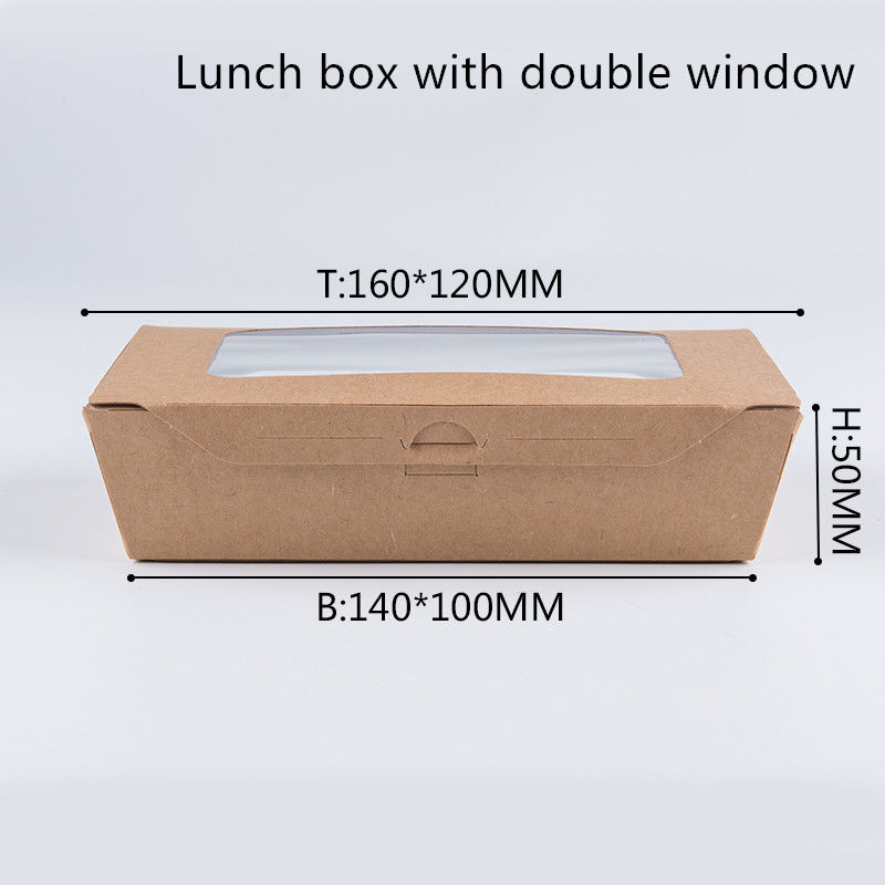 1200ml 337 380 400gsm Papierowe pudełko na lunch z okienkiem PET