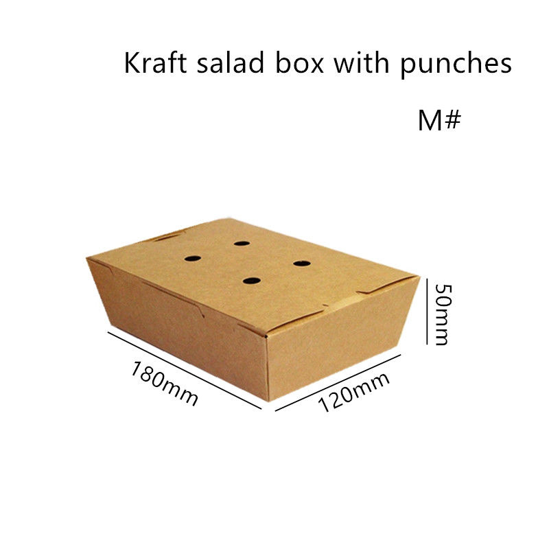 Sałatka Kraft Paper Take Away Box Kuchenka mikrofalowa Jednorazowa z dziurkaczami