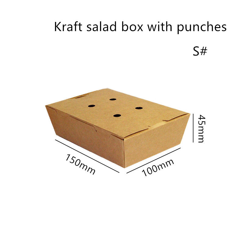 Sałatka Kraft Paper Take Away Box Kuchenka mikrofalowa Jednorazowa z dziurkaczami