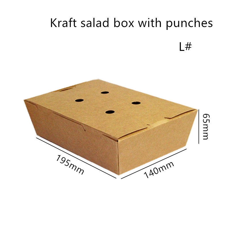 Sałatka Kraft Paper Take Away Box Kuchenka mikrofalowa Jednorazowa z dziurkaczami