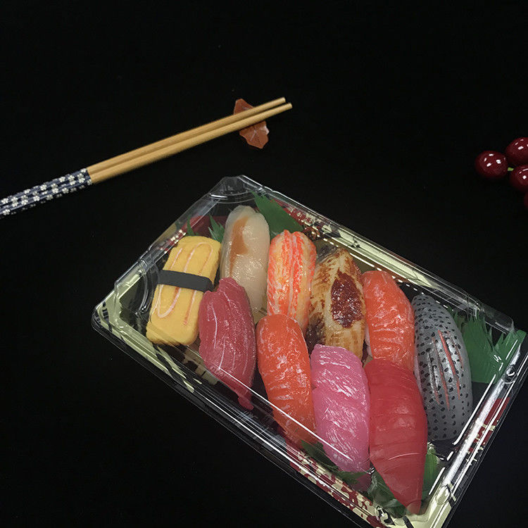 Przezroczysta plastikowa taca do sushi z przezroczystą pokrywką Jednorazowa taca spożywcza