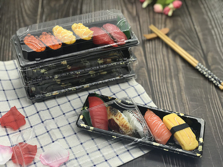 Przezroczysta plastikowa taca do sushi z przezroczystą pokrywką Jednorazowa taca spożywcza