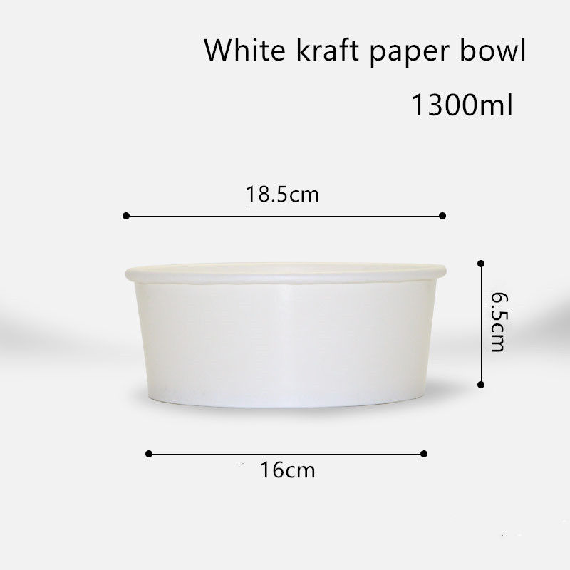 500 ml 750 ml 1000 ml 1300 ml Jednorazowa biała miska z papieru pakowego na sałatkę