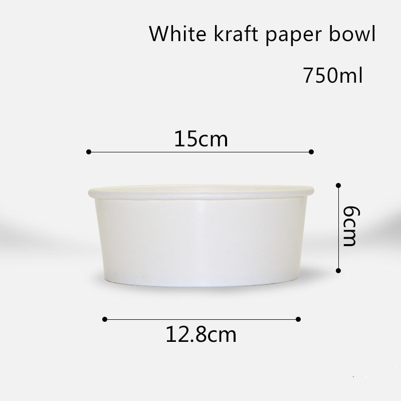 500 ml 750 ml 1000 ml 1300 ml Jednorazowa biała miska z papieru pakowego na sałatkę
