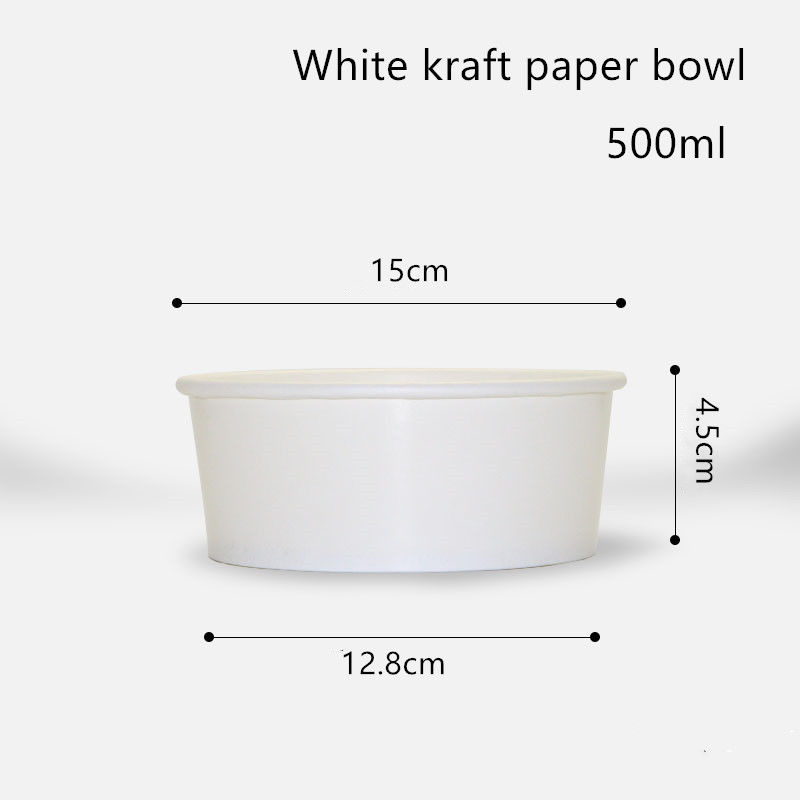 500 ml 750 ml 1000 ml 1300 ml Jednorazowa biała miska z papieru pakowego na sałatkę