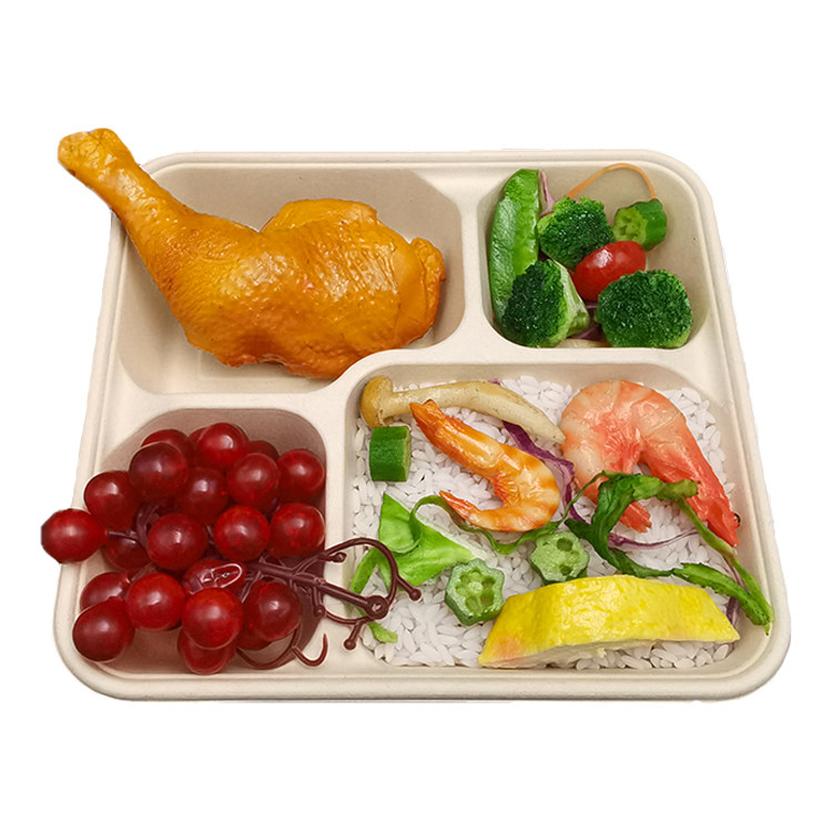 Bagasse z trzciny cukrowej 3-4 pojemnik na żywność biodegradowalny z pokrywką