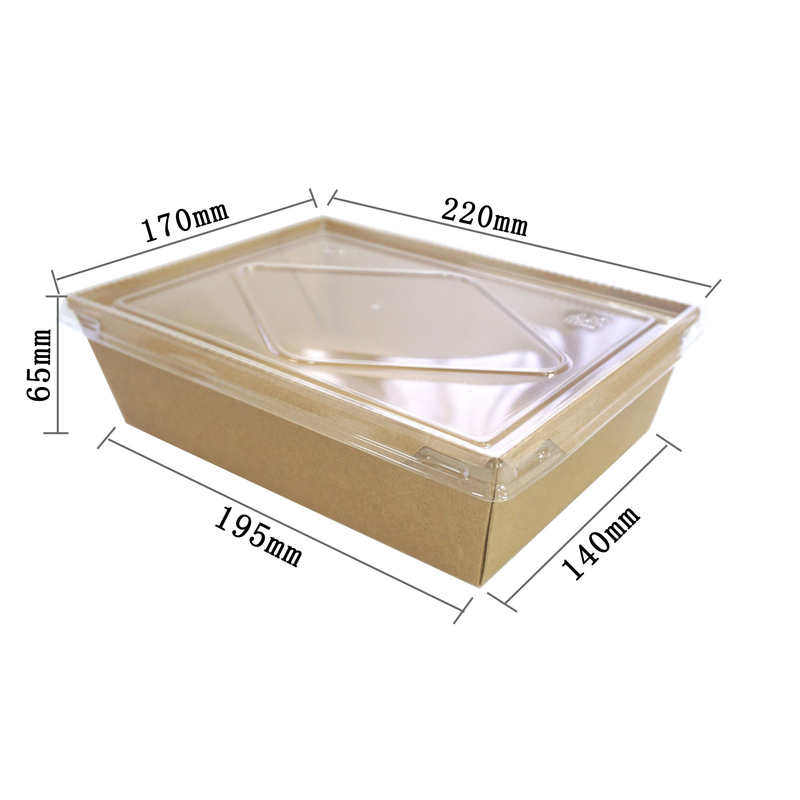 Prostokątna sałatka Kraft Lunch Box Jednorazowy Biodegradowalny 500 ml - 2100 ml